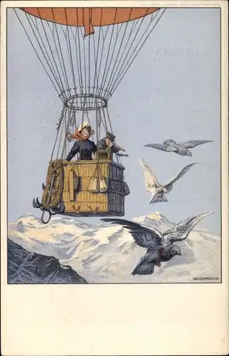 Künstler Ak Frankfurt am Main, Internationale Luftschifffahrt Ausstellung ILA 1909, Ballon