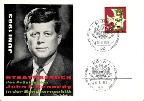 Ak John F. Kennedy, 35. Präsident der Vereinigten Staaten, Staatsbesuch BRD 1963