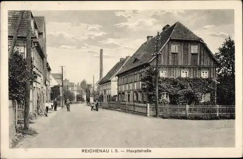 Ak Bogatynia Reichenau in Sachsen Schlesien, Hauptstraße