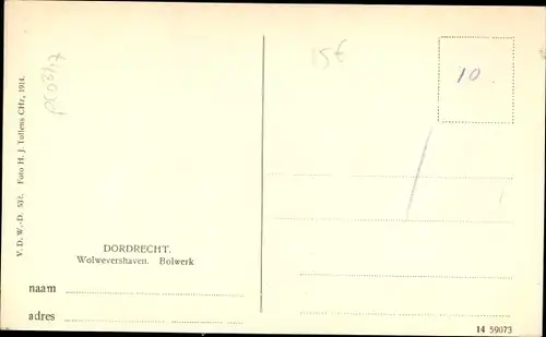 Ak Dordrecht Südholland Niederlande, Wolwevershaven, Bolwerk