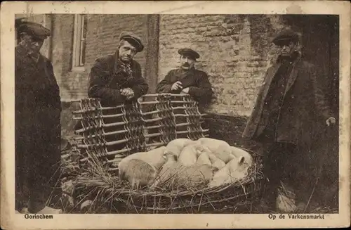 Ak Gorinchem Südholland Niederlande, Auf dem Schweinemarkt