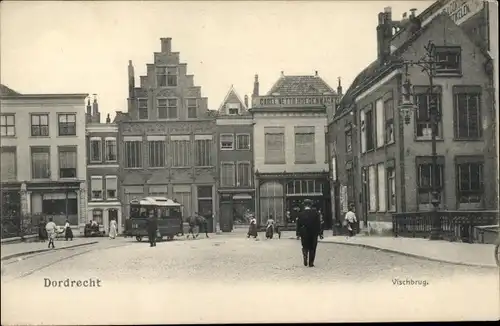 Ak Dordrecht Südholland Niederlande, Vischbrug, Pferdebahn