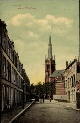 Ak Schiedam Südholland Niederlande, Laurens Costerstraat, Kirche