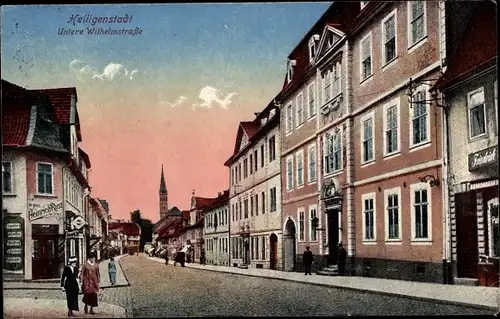 Ak Heilbad Heiligenstadt Eichsfeld Thüringen, untere Wilhelmstraße, Lokal Heinrich Rust, Kirche