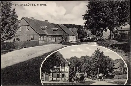 Ak Rothesütte Ellrich Harz Thüringen, Ortsansicht, Straßenpartie