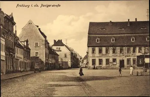 Ak Frohburg in Sachsen, Peniger Straße, Gasthaus Roter Hirsch, Bes. Gustav Schulze, Max Lochmann