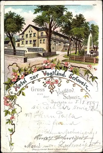 Litho Jocketa Pöhl Vogtland, Hotel zur Vogtländ. Schweiz