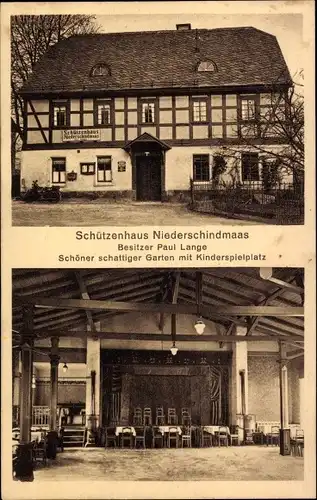 Ak Niederschindmaas Dennheritz in Sachsen, Schützenhaus, Bes. Paul Lange, Bühne