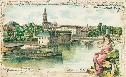 Glitzer Litho Metz Moselle, Stadtansicht