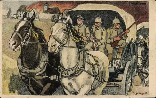 Künstler Ak Georgi, Train-Kolonne, Reklame, Bahlsen Leibniz Keks