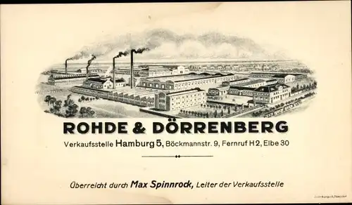 Ak Hamburg Mitte Sankt Georg, Verkaufsstelle Rohde & Dörrenberg, Maschinenbau Düsseldorf