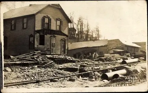 Foto Ak Akron Ohio USA, Case Avenue, Hochwasser 1913