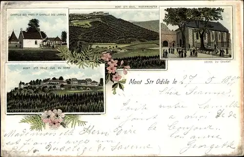 Litho Obernai Elsass Bas Rhin, Odilienberg, Mont Sainte Odile, Kloster