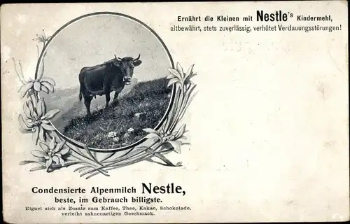 Ak Reklame, Nestle Kindermehl, condensierte Alpenmilch