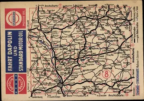 Landkarten Ak Standart Streckenkarte, Reklame, Dapolin Benzin und Motoröl