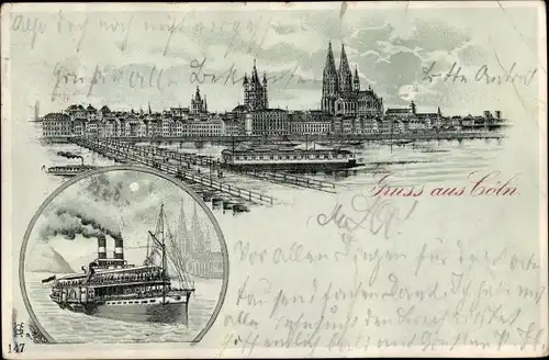 Litho Köln am Rhein, Ortsansicht, Dom, Schiffe