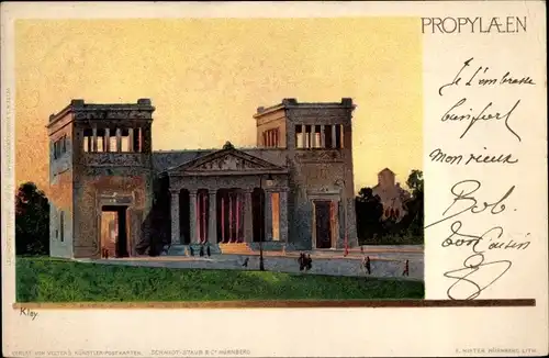 Künstler Litho Kley, Heinrich, München, Blick auf Propylaen