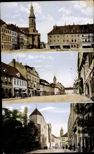 Ak Großenhain Sachsen, Frauenmarkt, Marktplatz, Klosterruine und Poststraße