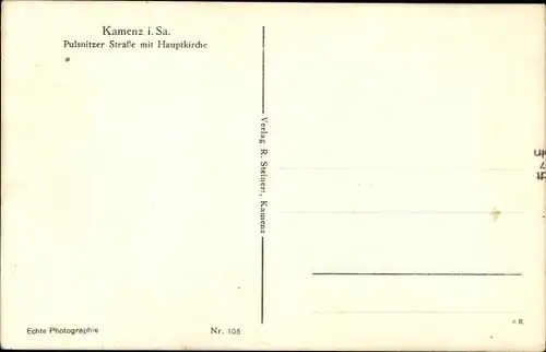 Ak Kamenz in Sachsen, Pulsnitzer Straße, Hauptkirche