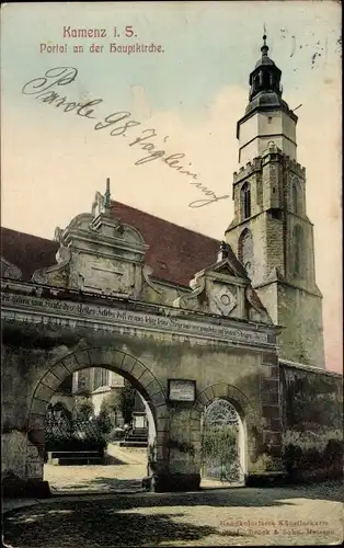 Ak Kamenz in Sachsen, Hauptkirche, Portal