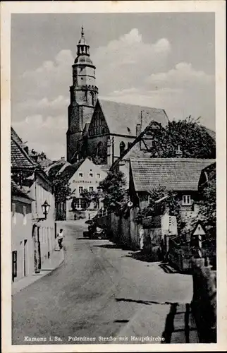 Ak Kamenz in Sachsen, Pulsnitzer Straße, Hauptkirche
