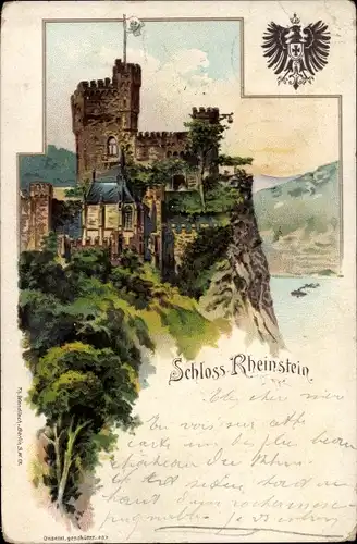 Wappen Litho Trechtingshausen in Rheinland Pfalz, Schloss Rheinstein