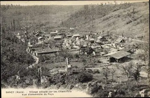 Ak Sancy les Cheminots Aisne, von den Eisenbahnern übernommenes Dorf, Überblick über das Land