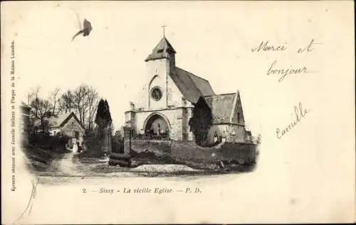 Ak Sissy Aisne, alte Kirche