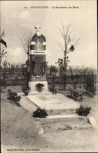 Ak Hargicourt Aisne, Kriegsdenkmal