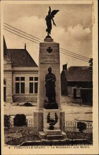 Ak Fresnoy Le Grand Aisne, Kriegsdenkmal