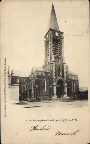 Ak Fresnoy Le Grand Aisne, Kirche