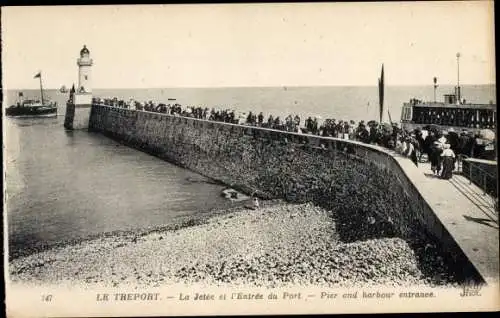 Ak Le Tréport Seine Maritime, Pier, Hafeneinfahrt