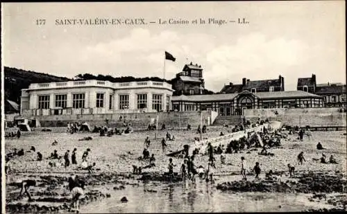 Ak Saint Valéry en Caux Seine Maritime, Casino, Strand
