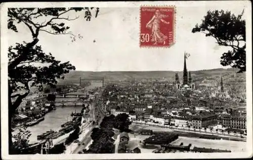 Ak Rouen Seine Maritime, Gesamtansicht von der Corniche aus