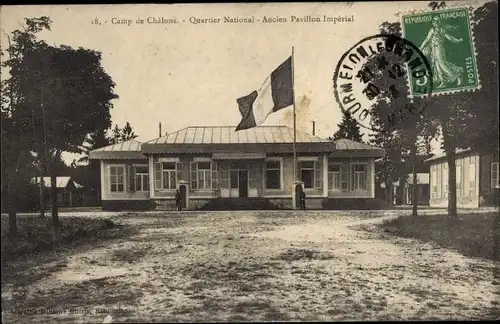 Ak Camp de Chalons Camp de Mourmelon Marne, Nationalviertel, ehemaliger kaiserlicher Pavillon