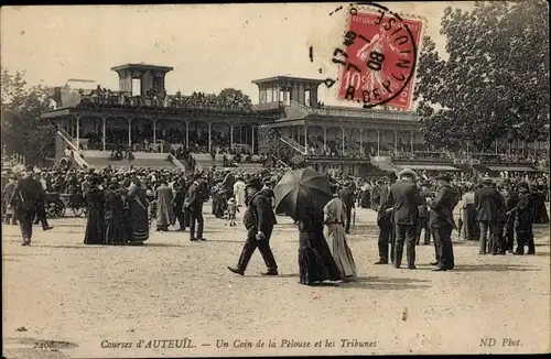 Ak Paris XVI Passy Auteuil, Rennen, Rasen, Tribünen