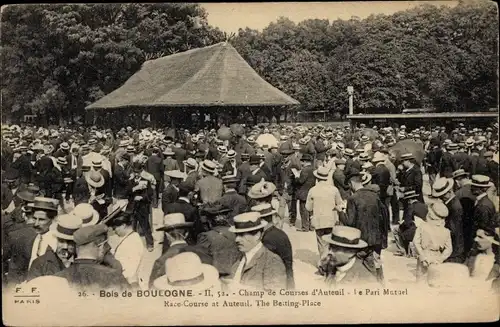 Ak Paris XVI, Bois de Boulogne, Rennbahn Auteuil, Le Pari Mutuel