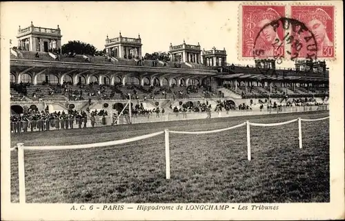 Ak Passy Paris XVI Frankreich, Longchamps Racecourse, Tribünen