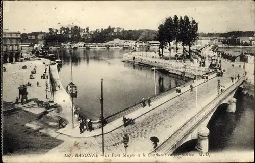 Ak Bayonne Pyrénées Atlantiques, Pont Mayou, Confluent