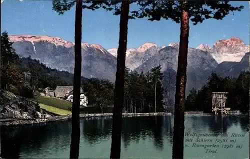 Ak Costalovara Wolfsgruben Ritten Renon Südtirol, Wolfsgrubensee, Schlern, Rosengarten