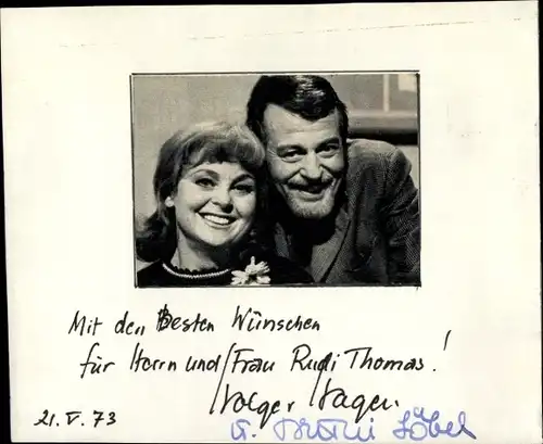 Autogrammkarte Schauspielerin Bruni Löbel, Portrait, Autogramm