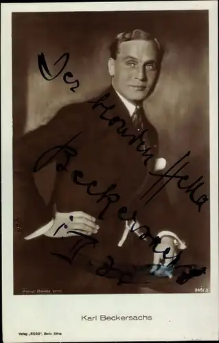 Ak Schauspieler Karl Beckersachs, Portrait, Autogramm