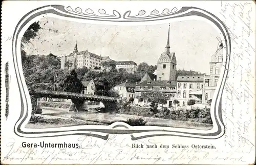 Passepartout Ak Untermhaus Gera in Thüringen, Schloss Osterstein, Brücke, Kirche