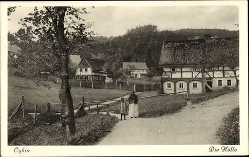 Ak Oybin in Sachsen, Straßenpartie, Straßenpartie, Hölle