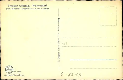 Ak Waltersdorf Großschönau in der Oberlausitz, Rübezahl Wegweiser