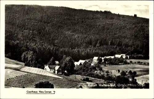 Ak Neu Sorge Waltersdorf Großschönau in Sachsen, Gasthaus Neu Sorge, Waldpartie