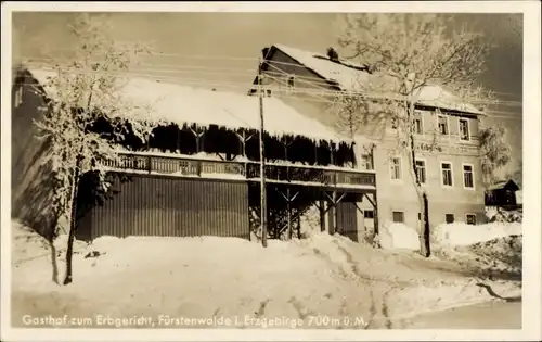 Ak Fürstenwalde Geising Altenberg Erzgebirge, Gasthof zum Erbgericht im Winter