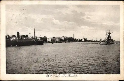 Ak Port Said Ägypten, Hafenbild