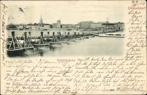 Ak Düsseldorf am Rhein, Schiffsbrücke