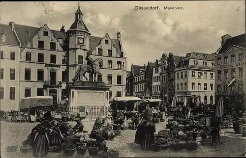 Ak Düsseldorf am Rhein, Markt, Denkmal